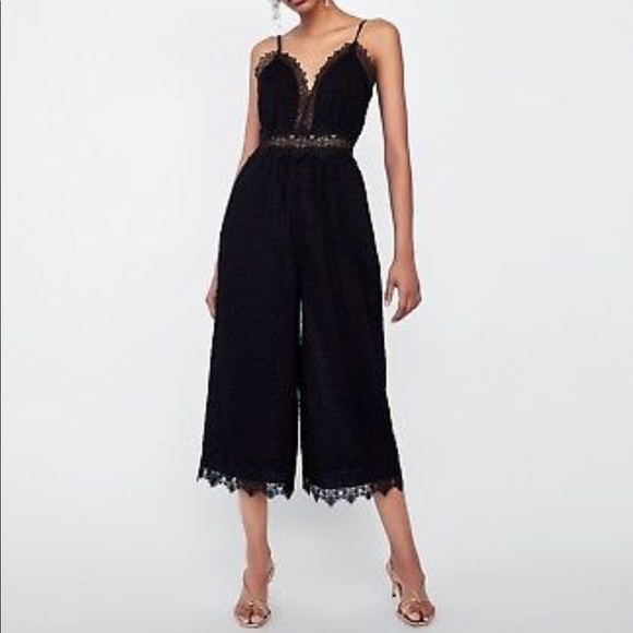 zara black lace jumpsuit